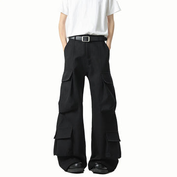 Men Loose Fit Cargo Pants Workwear Trousers Multi Pocket Outdoor Casual Joggers Streetwear Hip Hop Drop Crotch Trousers for Men